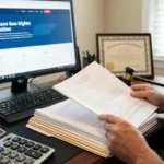 Attorney Jackson Kelly reviewing legal documents and calculator showing the $280 expungement cost to restore gun rights in Tennessee.